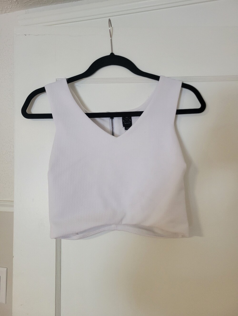 White V-Neck Crop Tank Top - Women